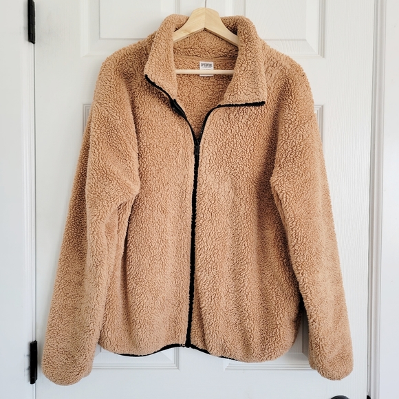 Victoria's Secret Pink Tan Sherpa Full Zip Jacket - Picture 1 of 5